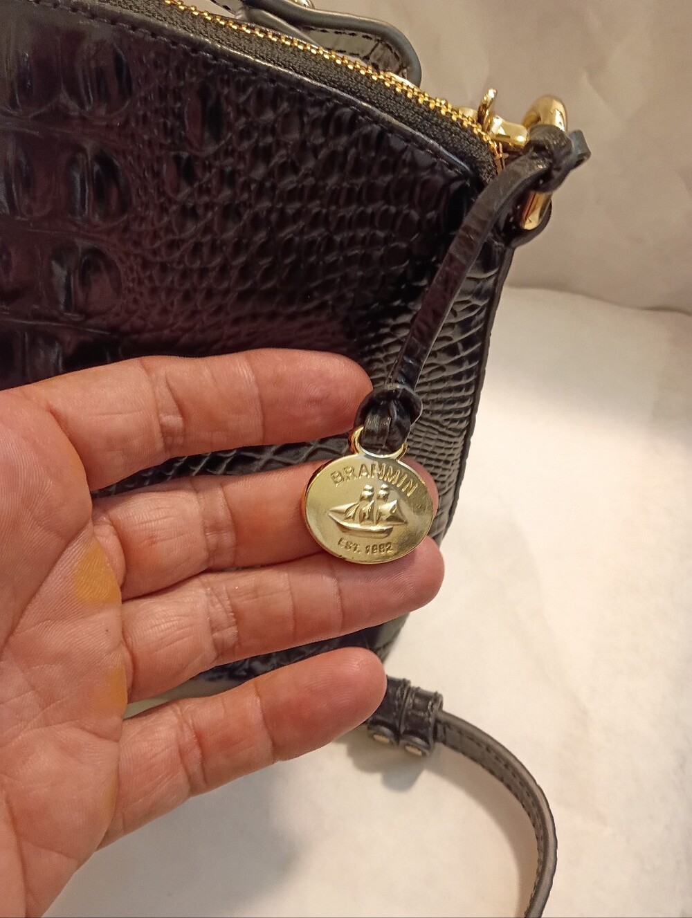 Brahmin Small Croc-Embossed Crossbody Bag - Picture 3 of 15